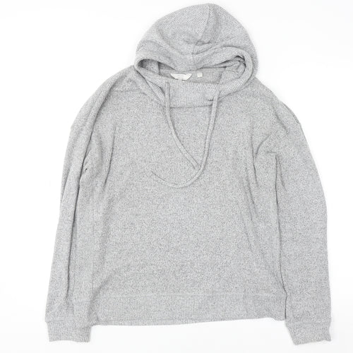FatFace Women's Grey Hooded Pullover Sweatshirt UK 10 Viscose Blend