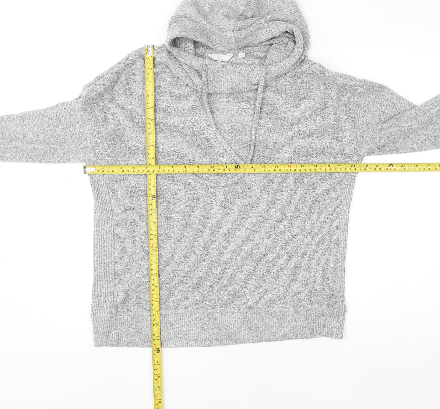FatFace Women's Grey Hooded Pullover Sweatshirt UK 10 Viscose Blend