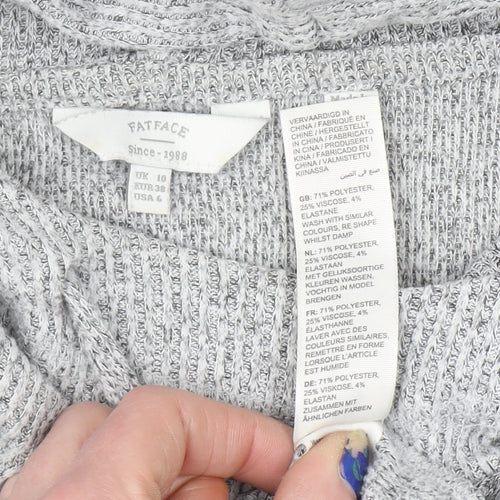 FatFace Women's Grey Hooded Pullover Sweatshirt UK 10 Viscose Blend