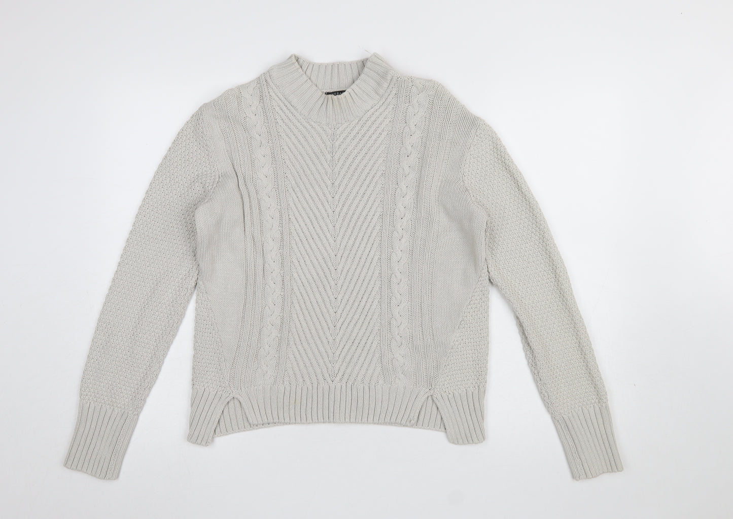 Therapy Women Ivory Cable Knit Mock Neck Cotton Jumper M