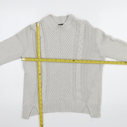 Therapy Women Ivory Cable Knit Mock Neck Cotton Jumper M
