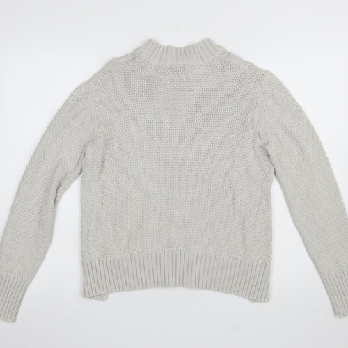 Therapy Women Ivory Cable Knit Mock Neck Cotton Jumper M