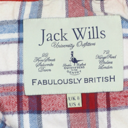 Jack Wills Women’s Red Puffer Waistcoat UK 8 Hooded Fur Trim