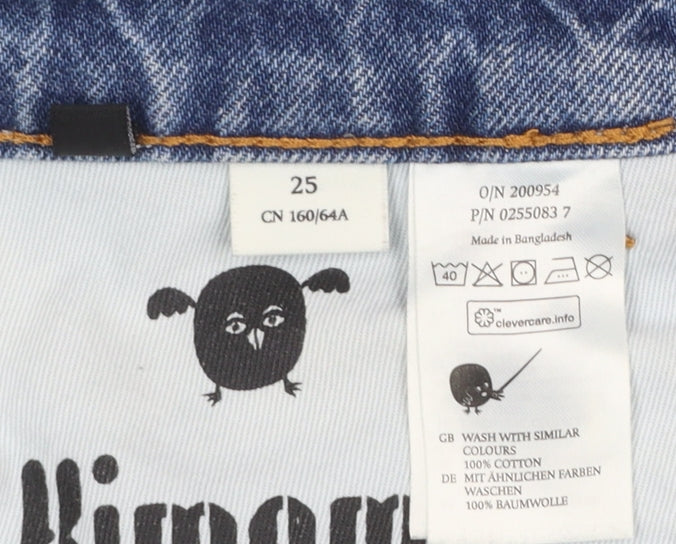 Monki Women’s Blue High Relaxed Fit Straight Denim Jeans Size 25