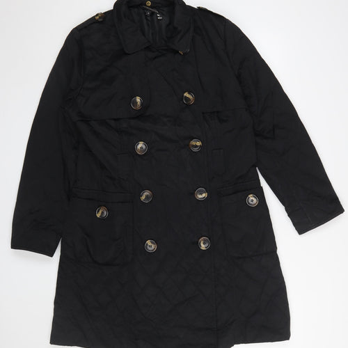 Marks and Spencer Women's Black Quilted Coat Size 16 Long