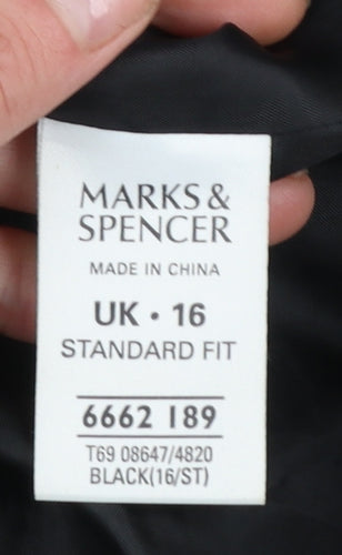 Marks and Spencer Women's Black Quilted Coat Size 16 Long