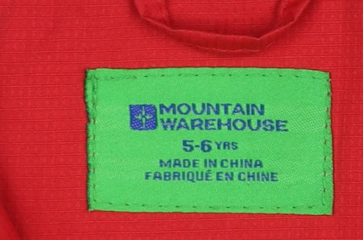 Mountain Warehouse Boys Red Waterproof Hooded Rain Coat Jacket 5-6 Years