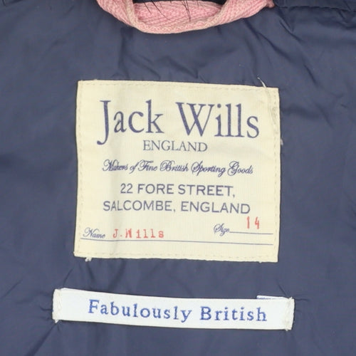 Jack Wills Womens Blue Fur Trim Hooded Puffer Waistcoat Size 14