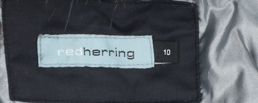 Red Herring Women's Black Faux Fur Hooded Parka Jacket Size 10