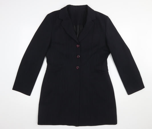 Quiz Womens Black Long Blazer Jacket Size 14 Polyester Lined Classic Workwear