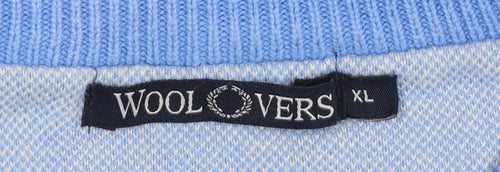 WoolOvers Men Blue Cotton Crew Neck Classic Fit Jumper XL