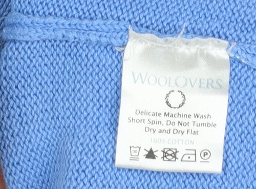 WoolOvers Men Blue Cotton Crew Neck Classic Fit Jumper XL