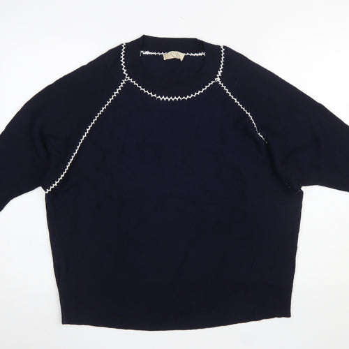 Phase Eight Women's Blue 3/4 Sleeve Crew Neck Pullover Jumper Size L