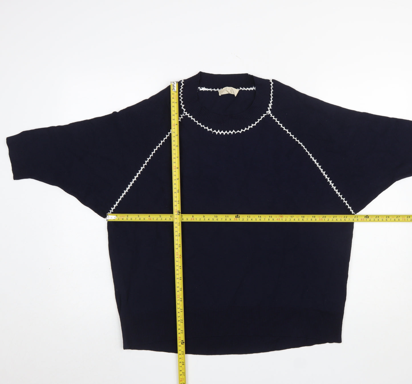 Phase Eight Women's Blue 3/4 Sleeve Crew Neck Pullover Jumper Size L