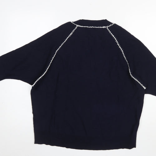 Phase Eight Women's Blue 3/4 Sleeve Crew Neck Pullover Jumper Size L