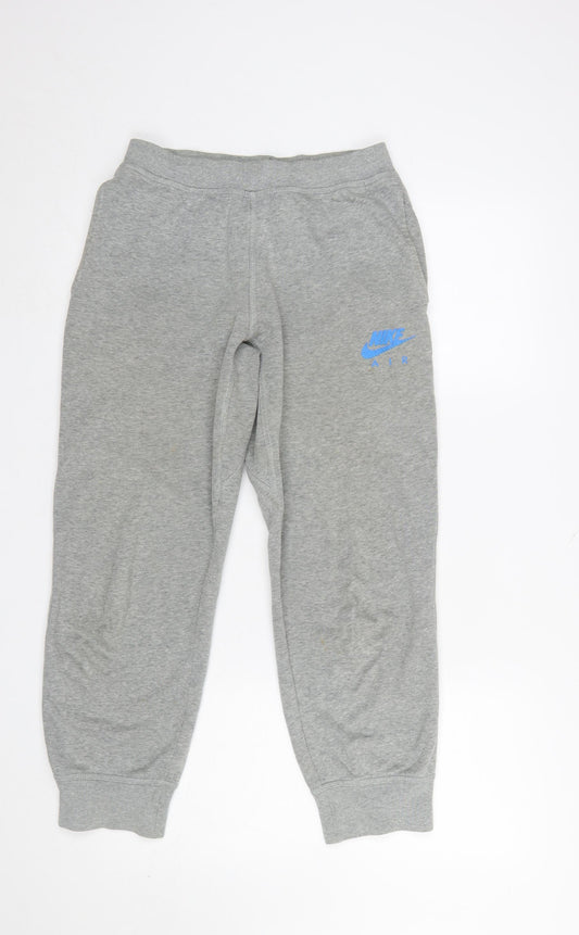 Nike Boys Grey Jogger Sweatpants 12-13 Years Cotton Blend Elastic Waist