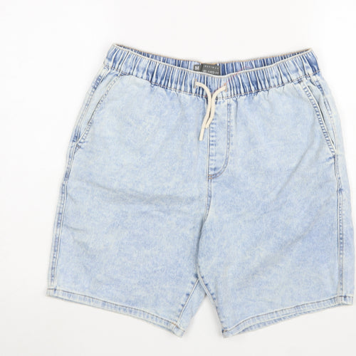 Primark Denim Co Men Blue Acid Wash Relaxed Fit Sweat Shorts M