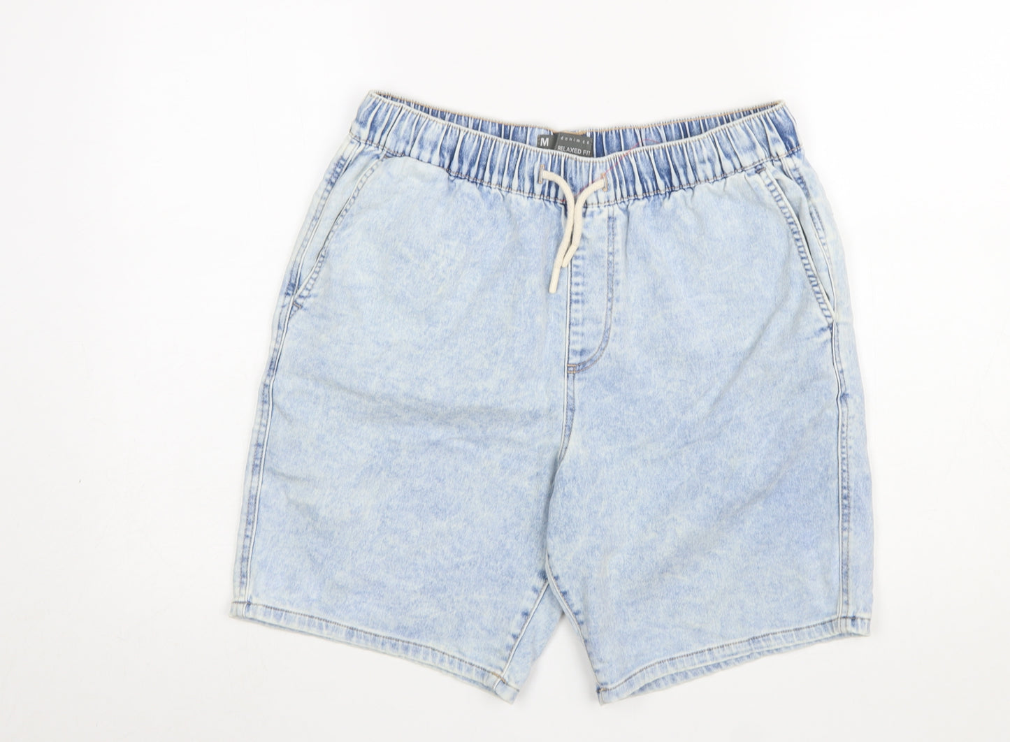 Primark Denim Co Men Blue Acid Wash Relaxed Fit Sweat Shorts M