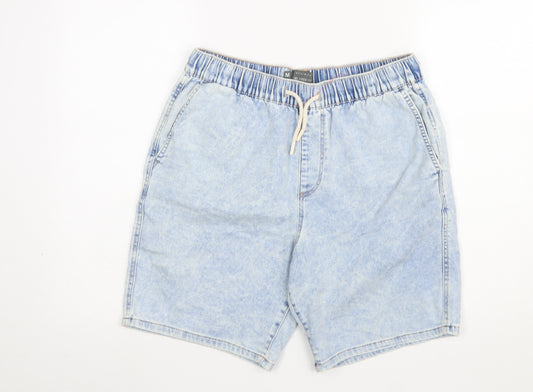Primark Denim Co Men Blue Acid Wash Relaxed Fit Sweat Shorts M