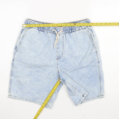 Primark Denim Co Men Blue Acid Wash Relaxed Fit Sweat Shorts M