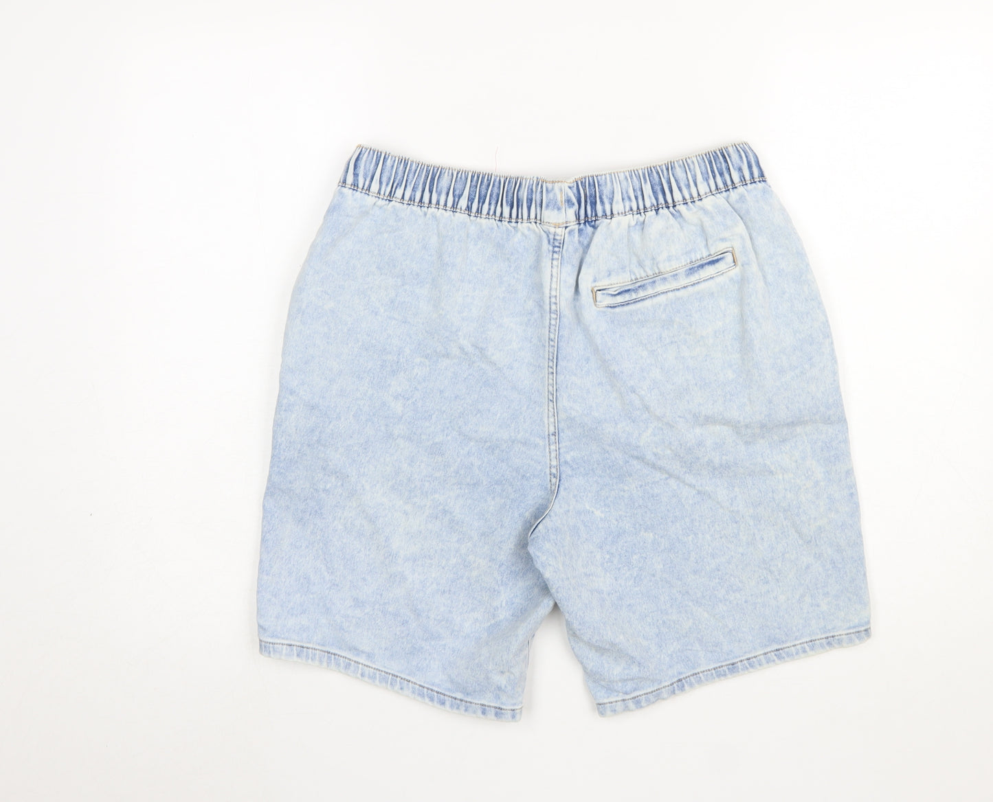 Primark Denim Co Men Blue Acid Wash Relaxed Fit Sweat Shorts M