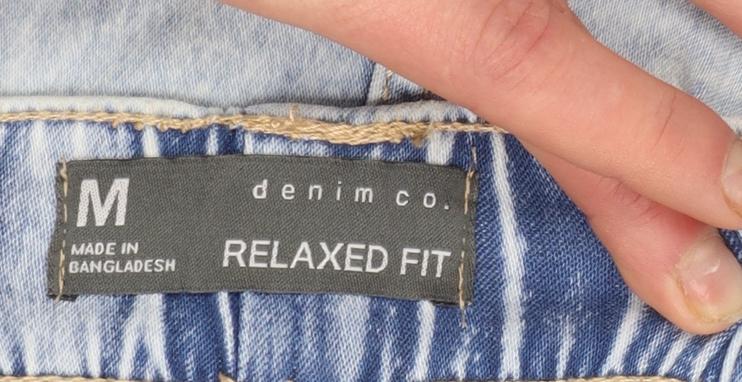 Primark Denim Co Men Blue Acid Wash Relaxed Fit Sweat Shorts M
