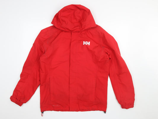 Helly Hansen Men's Red Waterproof Hooded Rain Jacket Size M