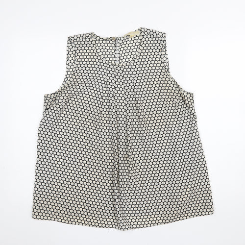 Michael Kors Women's Black Polka Dot Sleeveless Blouse Size L