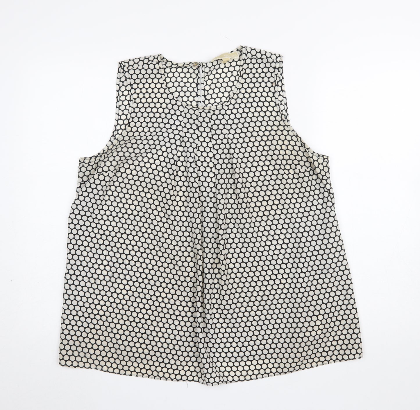 Michael Kors Women's Black Polka Dot Sleeveless Blouse Size L