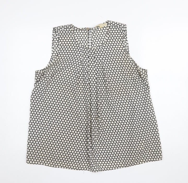 Michael Kors Women's Black Polka Dot Sleeveless Blouse Size L
