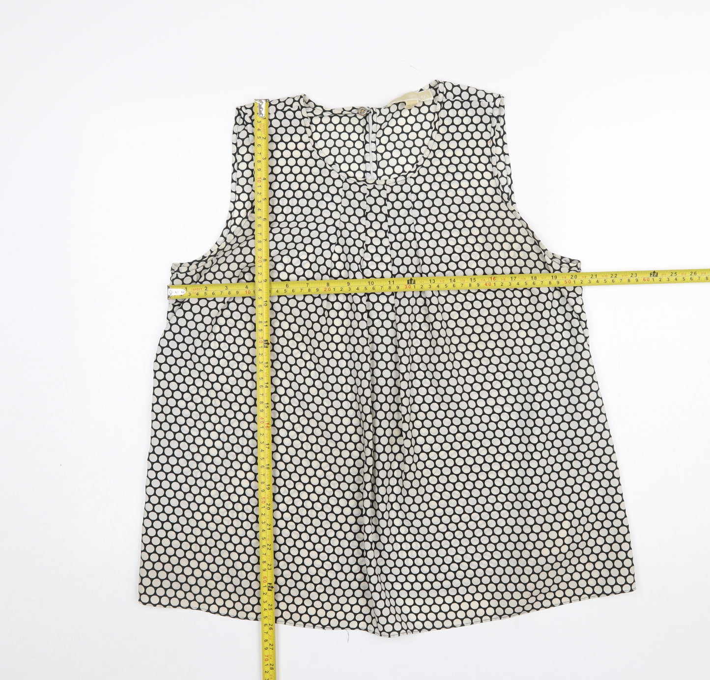 Michael Kors Women's Black Polka Dot Sleeveless Blouse Size L