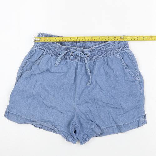 Beloved Woman Blue Cotton Casual Drawstring Shorts Size 10