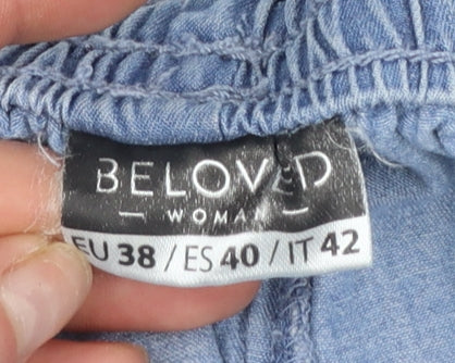 Beloved Woman Blue Cotton Casual Drawstring Shorts Size 10