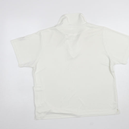 Thomas Taylor Women White Polo Shirt L Short Sleeve Polyester Sports Top