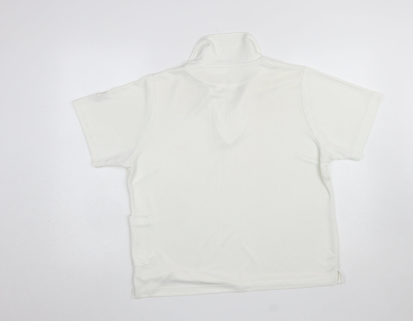 Thomas Taylor Women White Polo Shirt L Short Sleeve Polyester Sports Top