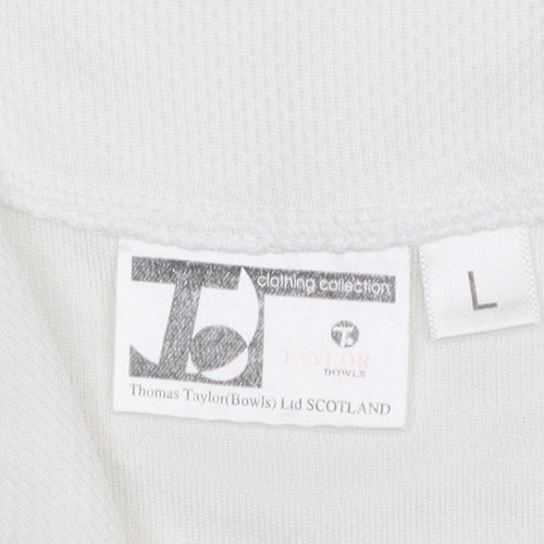Thomas Taylor Women White Polo Shirt L Short Sleeve Polyester Sports Top