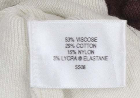 CC Women Ivory Short Sleeve V-Neck Pullover Jumper Size S