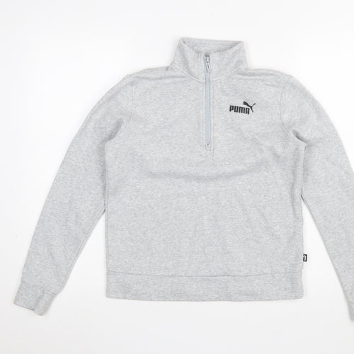 Puma Womens Grey 1/2 Zip Sweatshirt XS Classic Athletic Style