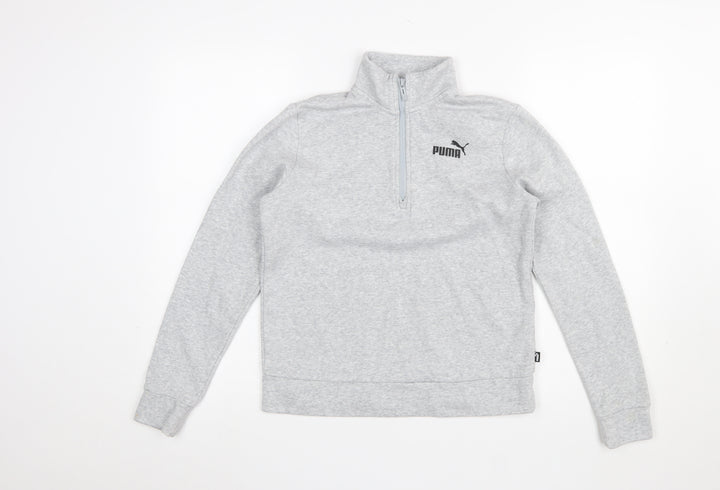 Puma Womens Grey 1/2 Zip Sweatshirt XS Classic Athletic Style