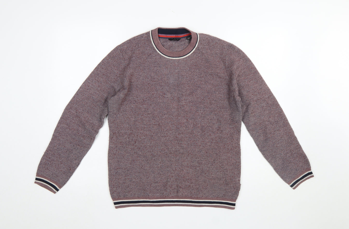 Ted Baker Men’s Purple Crew Neck Wool Blend Knit Jumper Size M