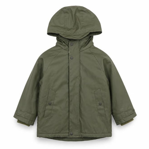 Zara Boys Green Hooded Waterproof Rain Coat 2-3 Years Padded Lined Jacket