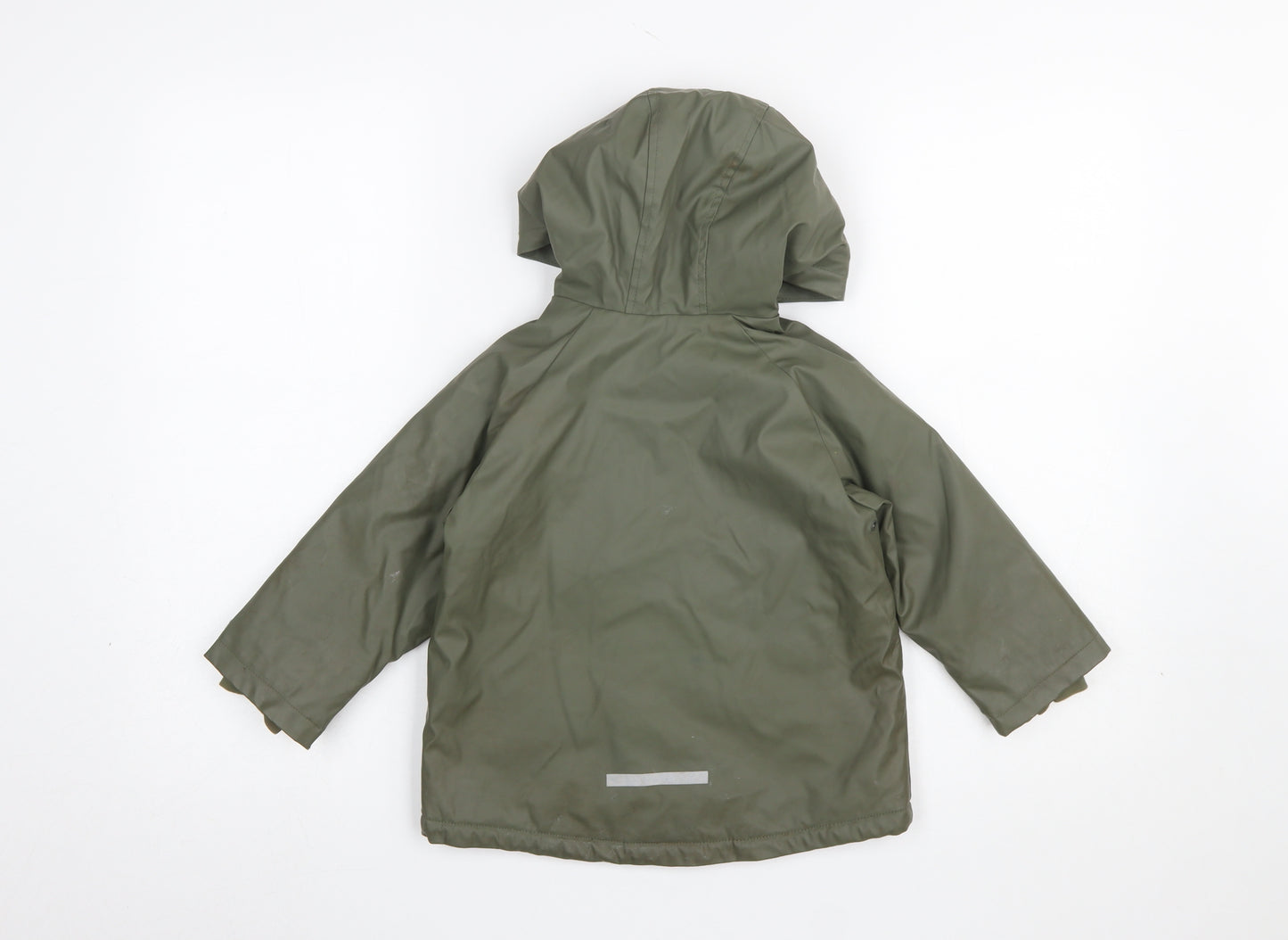 Zara Boys Green Hooded Waterproof Rain Coat 2-3 Years Padded Lined Jacket