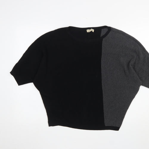 Phase Eight Women's Black & Grey Cotton Knit Relaxed Jumper Size M