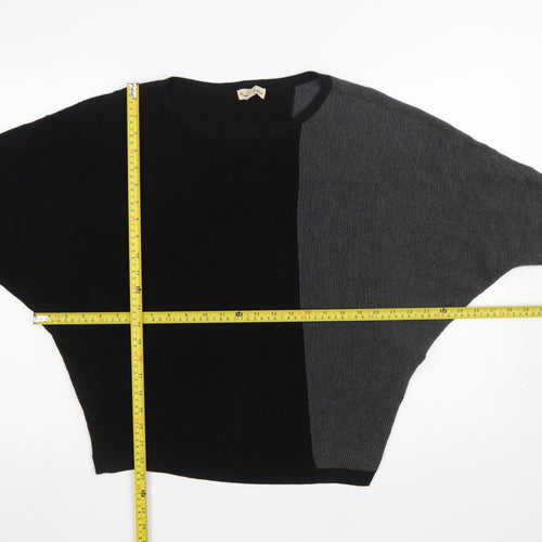 Phase Eight Women's Black & Grey Cotton Knit Relaxed Jumper Size M