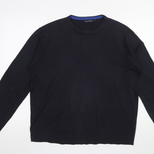 James Pringle Men's Black Cotton Crew Neck Jumper L