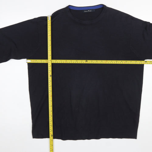 James Pringle Men's Black Cotton Crew Neck Jumper L