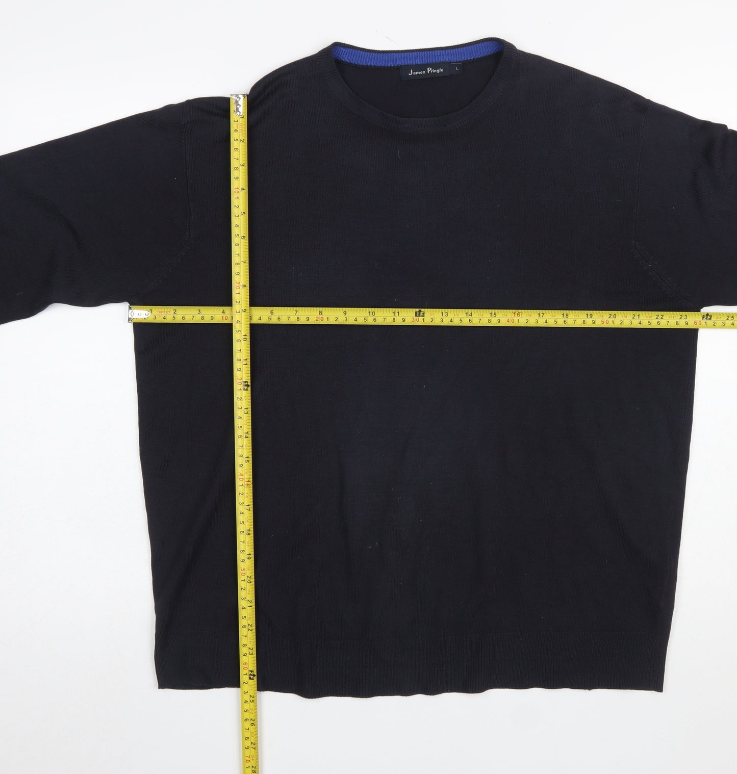 James Pringle Men's Black Cotton Crew Neck Jumper L