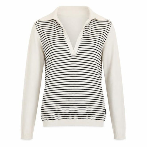 Calvin Klein Jeans Women's Ivory Striped V-Neck Knit Top Size S
