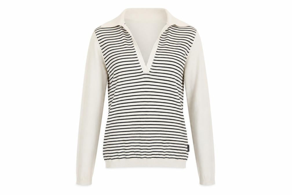Calvin Klein Jeans Women's Ivory Striped V-Neck Knit Top Size S