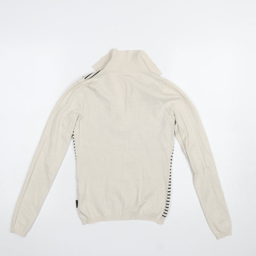 Calvin Klein Jeans Women's Ivory Striped V-Neck Knit Top Size S